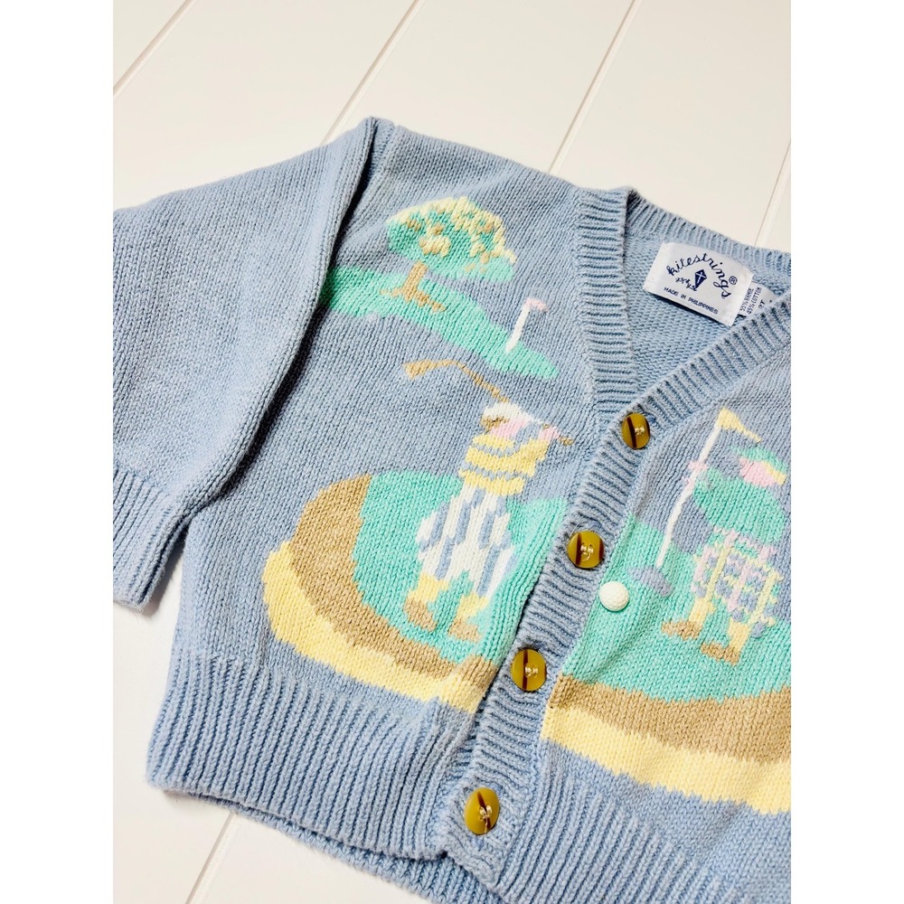 Vintage Kids Golf Theme Novelty Print Chunky Sweater Cardigan, Size 2T - Picture 6 of 11